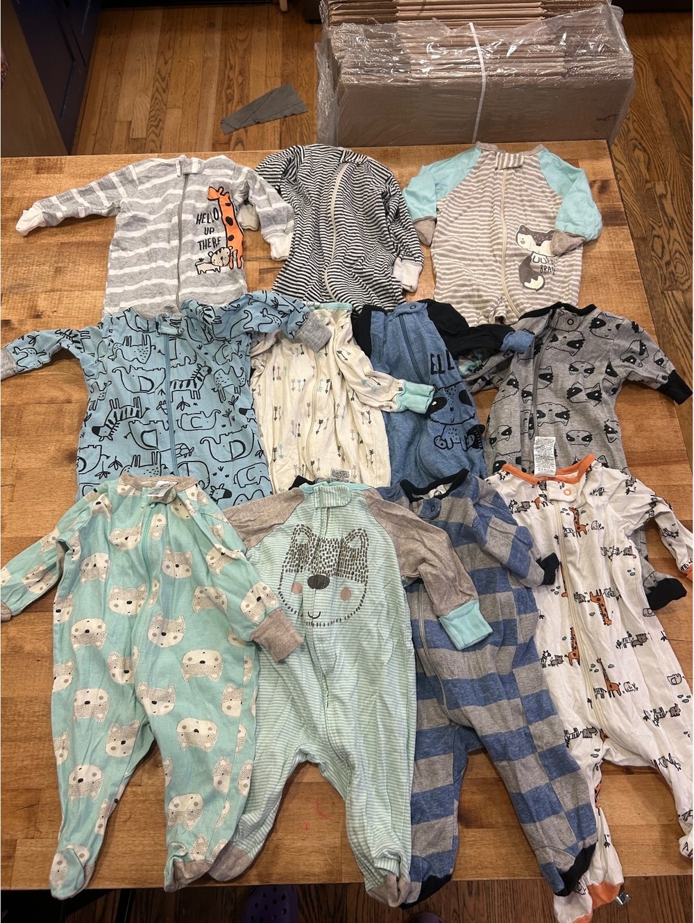 Lot of 11 Baby Boys' Footed Pajamas Sleepers newborn